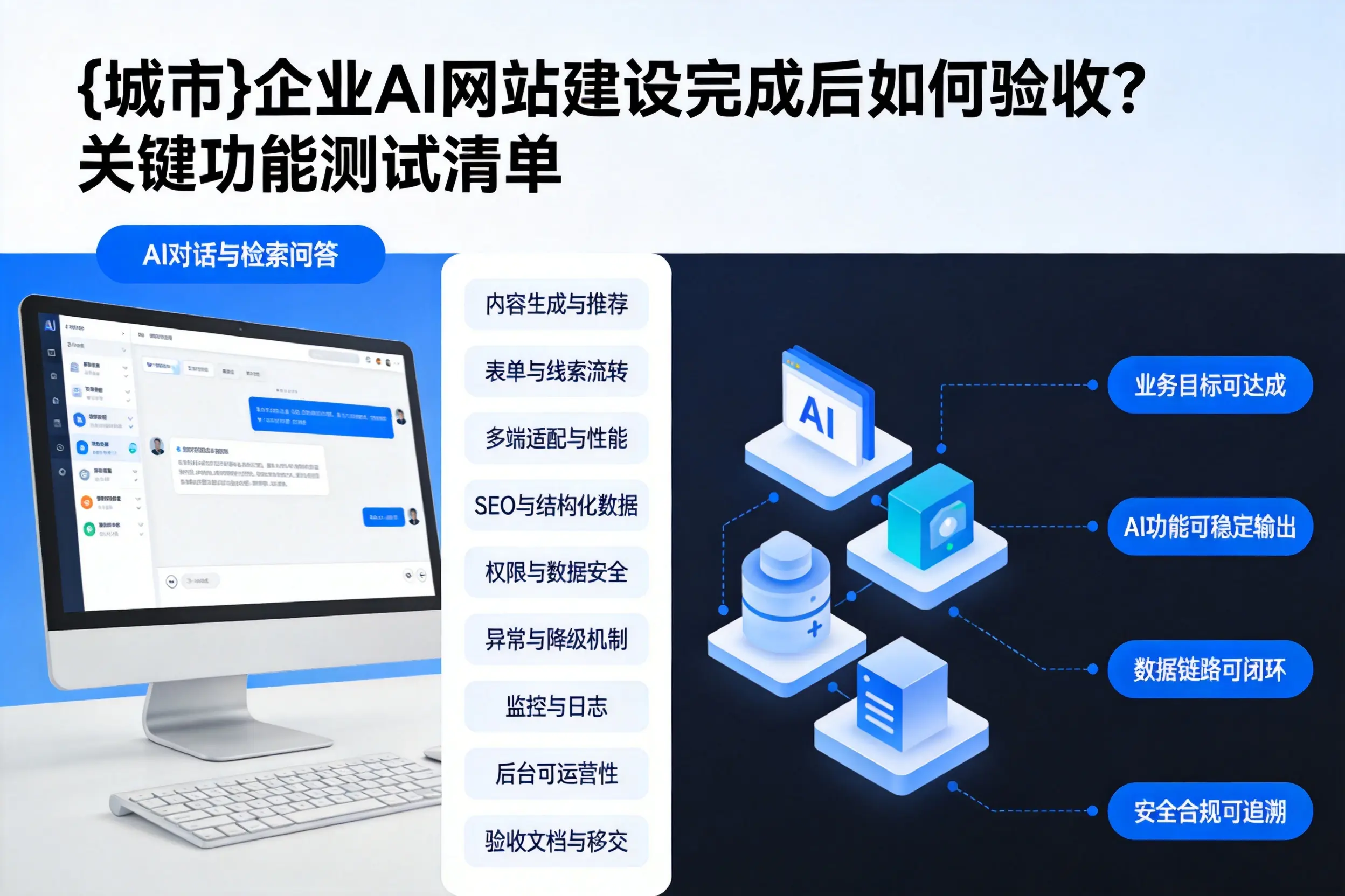 淮南企业AI网站建设完成后如何验收？关键功能测试清单