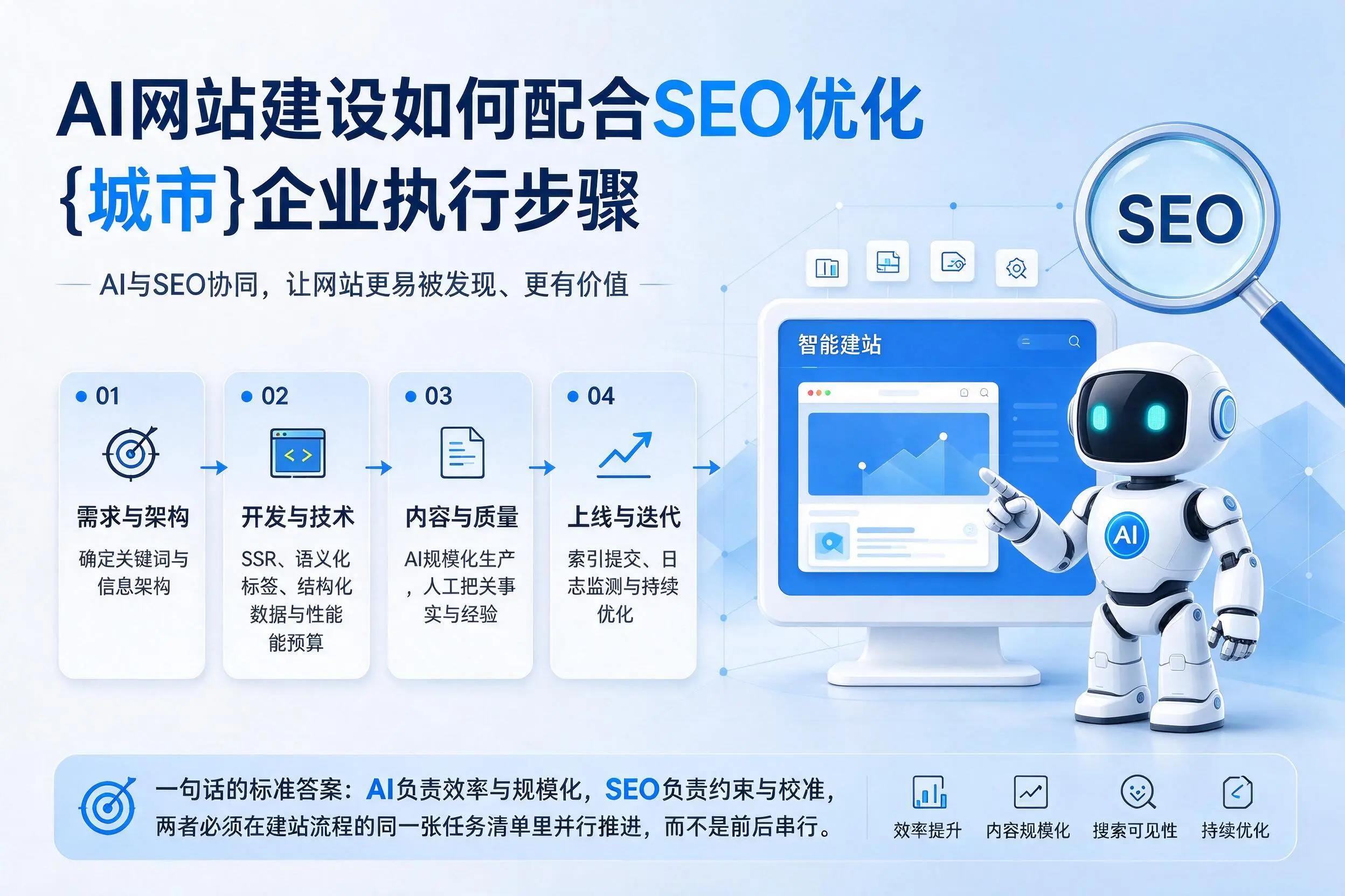 AI网站建设如何配合SEO优化，淮南企业执行步骤