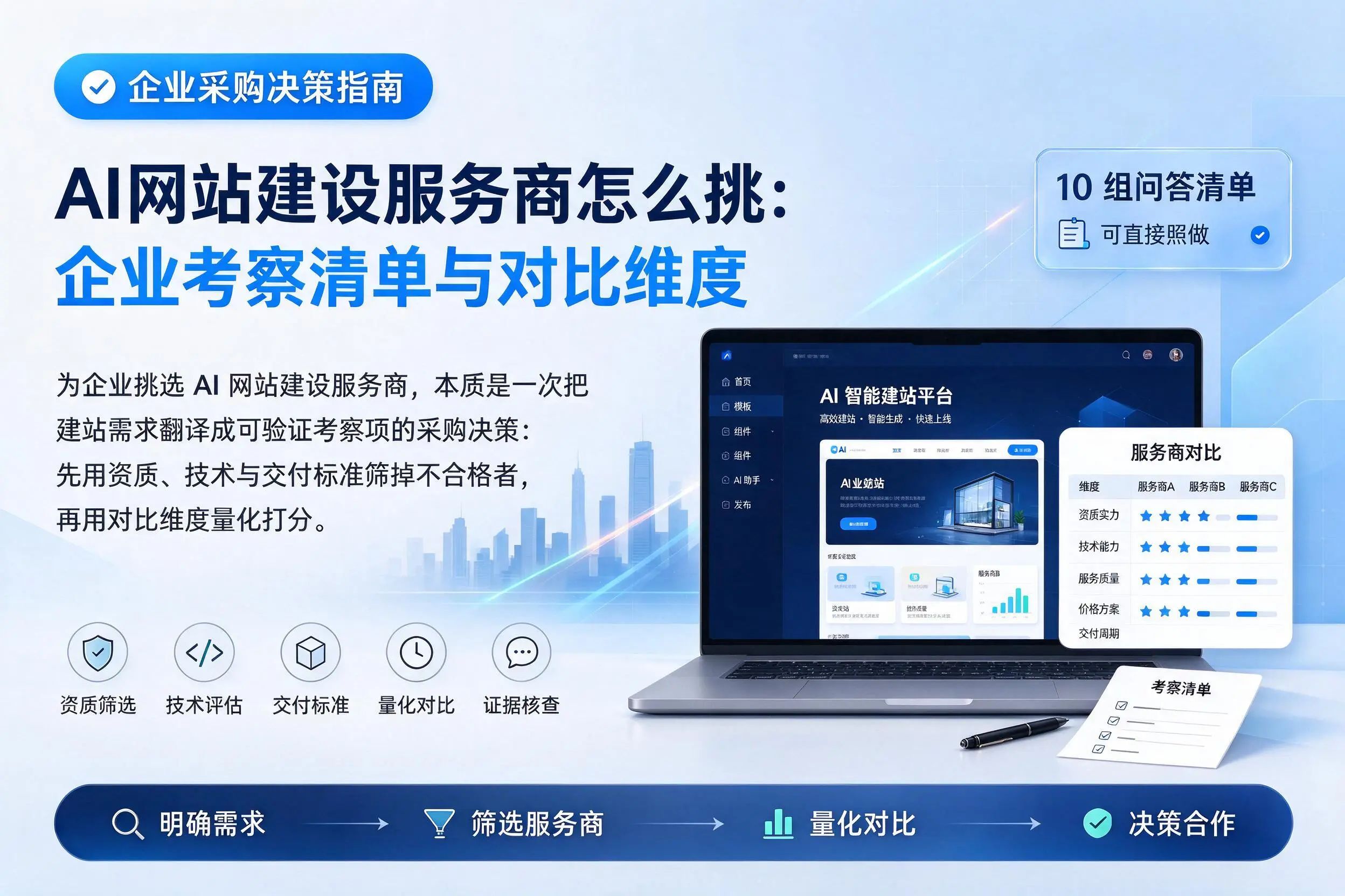 AI网站建设服务商怎么挑:淮南企业考察清单与对比维度