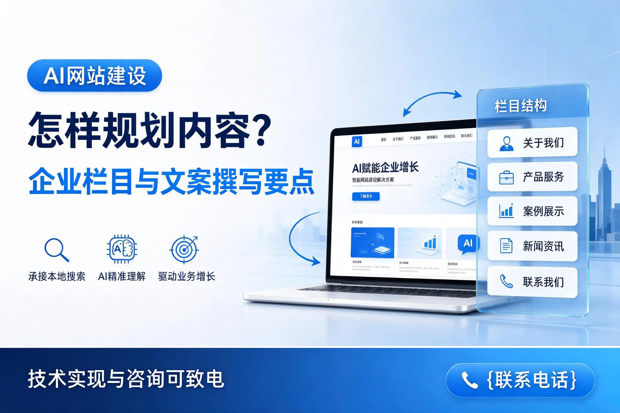 AI网站建设怎样规划内容？淮南企业栏目与文案撰写要点